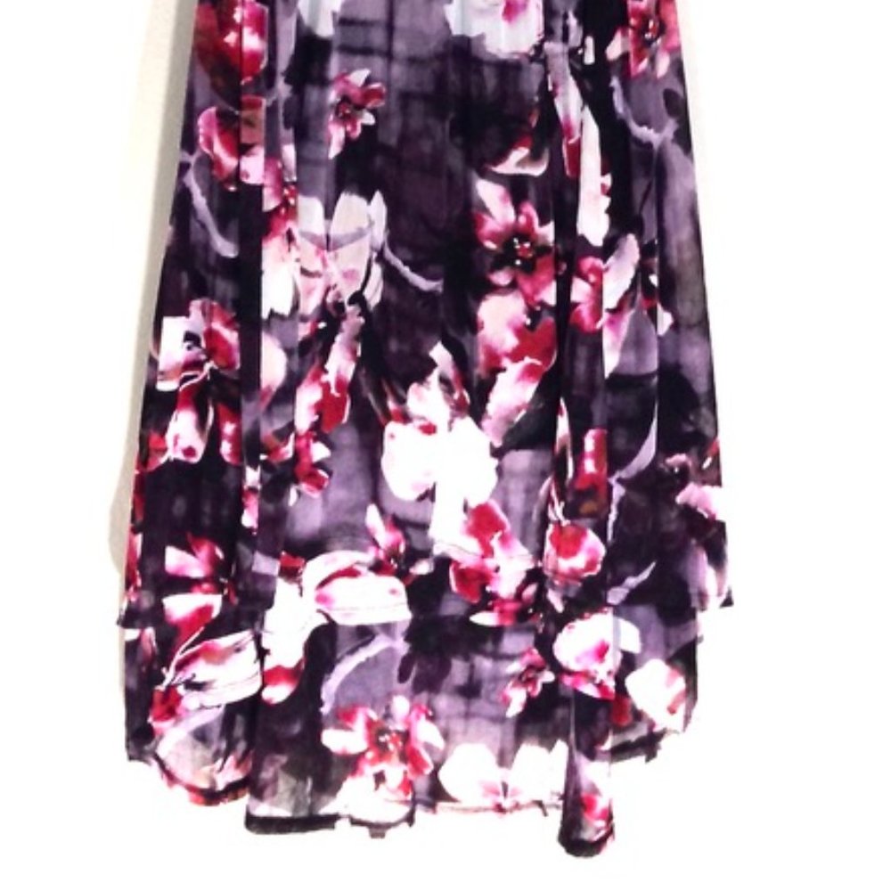 VERA WANG-Sheer Floral Layered Hi-Lo Dress - Picture 5 of 12
